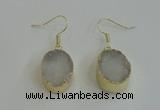 NGE98 15*20mm oval druzy agate gemstone earrings wholesale