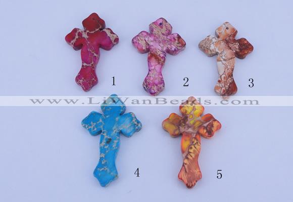 NGP04 5PCS 38*60mm cross dyed imperial jasper pendants wholesale