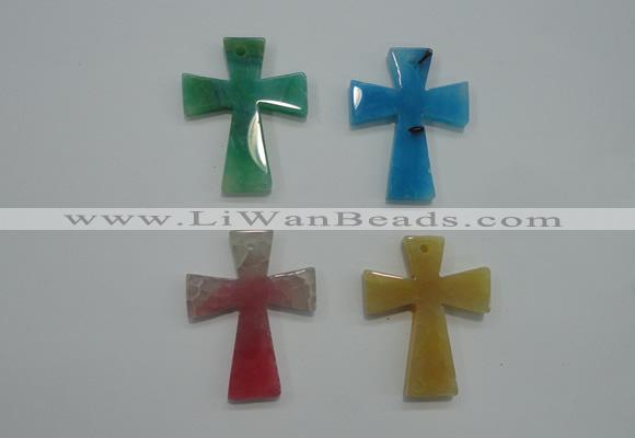 NGP1080 32*42mm cross agate gemstone pendants wholesale