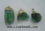 NGP1088 20*30mm - 25*50mm nuggets green fluorite pendants