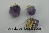 NGP1093 18*25mm - 25*40mm faceted nuggets amethyst pendants