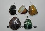 NGP1101 25*35 - 40*50mm freeform druzy agate pendants with brass setting