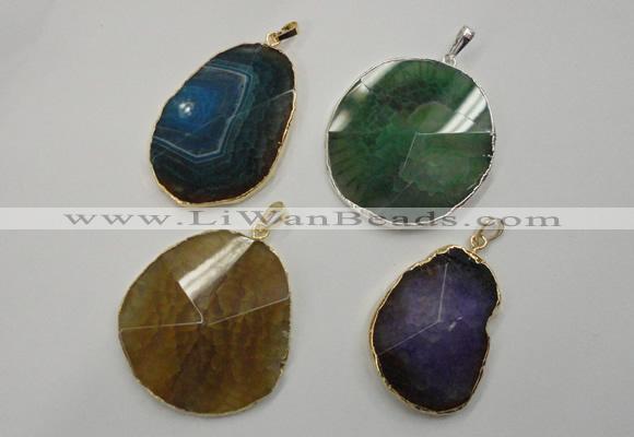 NGP1110 30*40 - 40*50mm freeform druzy agate pendants with brass setting