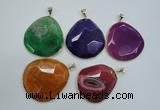 NGP1111 40*50 - 50*55mm freeform druzy agate pendants with brass setting