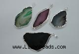 NGP1115 30*40 - 40*65mm freeform druzy agate pendants with brass setting