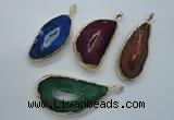 NGP1118 30*45 - 40*60mm freeform druzy agate pendants with brass setting