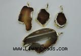 NGP1119 25*40 - 40*60mm freeform druzy agate pendants with brass setting