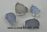 NGP1135 25*35mm - 40*45mm freeform druzy agate pendants with brass setting