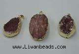 NGP1141 25*35mm - 40*45mm freeform druzy agate pendants with brass setting