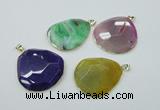 NGP1149 40*50mm - 50*55mm freeform druzy agate pendants with brass setting