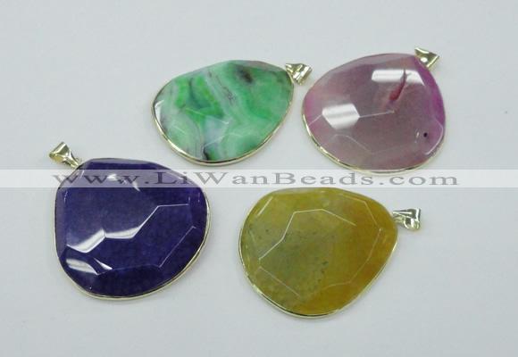 NGP1149 40*50mm - 50*55mm freeform druzy agate pendants with brass setting