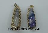 NGP1160 18*60mm - 20*65mm freeform agate pendants with brass setting