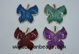 NGP1281 45*48mm butterfly agate pendants with brass setting