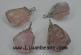 NGP1292 18*30mm – 25*35mm nuggets rose quartz pendants