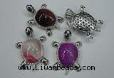 NGP1295 43*60mm tortoise agate pendants with crystal pave alloy settings