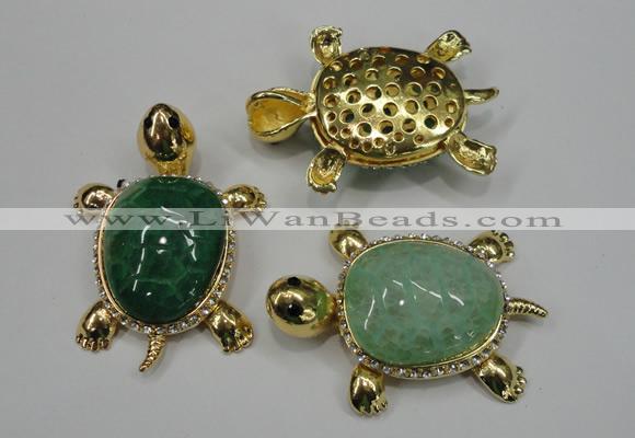 NGP1306 43*60mm tortoise agate pendants with crystal pave alloy settings