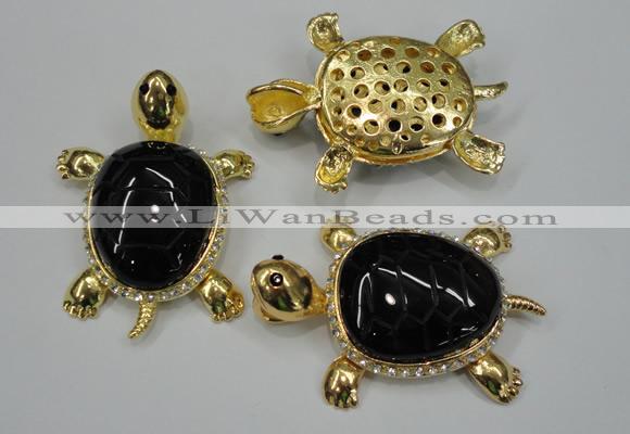 NGP1308 43*60mm tortoise agate pendants with crystal pave alloy settings