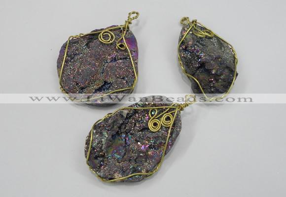 NGP1317 30*40mm - 35*50mm freeform agate pendants with brass setting