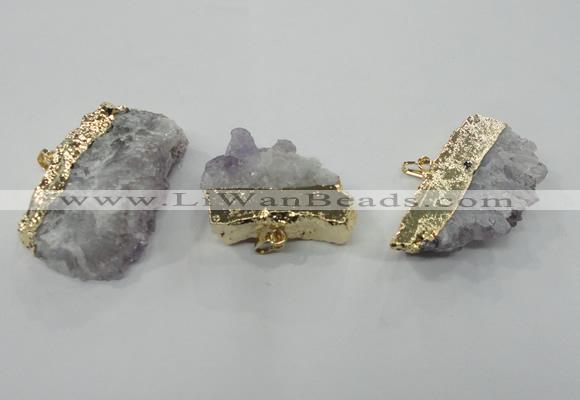 NGP1342 25*35mm - 35*50mm freeform amethyst pendants with brass setting