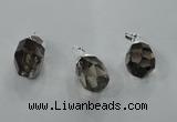 NGP1355 15*25mm - 18*30mm faceted nuggets smoky quartz pendants