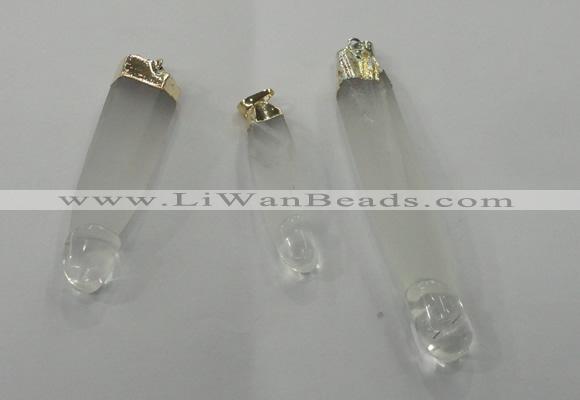 NGP1359 10*45mm - 15*75mm carved white crystal pendants