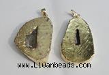 NGP1386 35*40mm - 40*50mm freeform plated druzy agate pendants