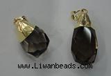 NGP1391 15*25mm - 20*35mm faceted nuggets smoky quartz pendants