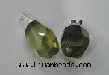 NGP1392 15*20mm - 15*30mm faceted nuggets lemon quartz pendants