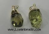 NGP1393 18*25mm - 15*35mm faceted nuggets lemon quartz pendants