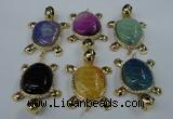 NGP1437 43*60mm tortoise agate pendants with crystal pave alloy settings