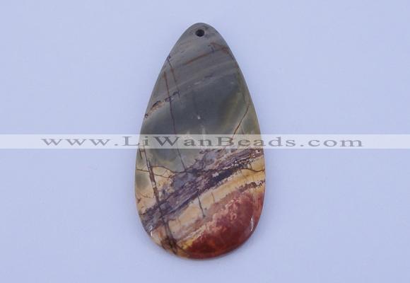 NGP144 2pcs 30*60mm teardrop picasso jasper gemstone pendants