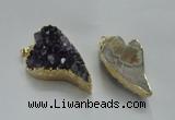 NGP1448 20*40mm - 28*45mm heart druzy amethyst gemstone pendants