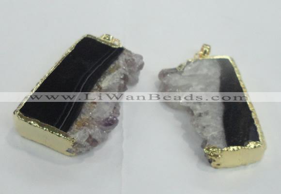 NGP1476 25*40mm - 30*40mm freeform druzy amethyst pedants