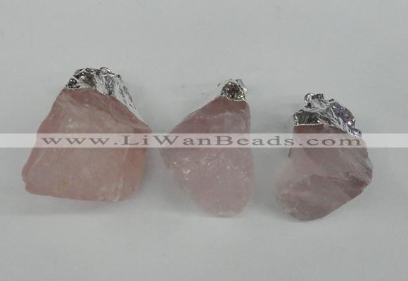 NGP1483 20*35mm - 25*45mm nuggets rose quartz pendants