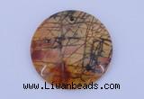 NGP149 2pcs 40mm flat round picasso jasper gemstone pendants