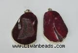 NGP1491 30*45mm - 40*50mm freeform plated druzy agate pendants