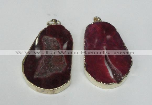 NGP1491 30*45mm - 40*50mm freeform plated druzy agate pendants