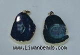 NGP1492 30*45mm - 40*50mm freeform plated druzy agate pendants