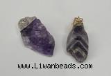 NGP1504 20*30mm - 25*50mm nuggets amethyst gemstone pendants