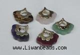 NGP1508 8*25*28mm mixed gemstone with brass setting pendants