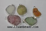 NGP1511 20*30mm - 25*35mm freeform plated druzy agate pendants