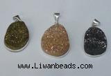 NGP1512 20*30mm - 25*35mm freeform plated druzy agate pendants