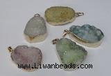 NGP1514 20*30mm - 25*35mm freeform plated druzy agate pendants