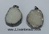 NGP1518 30*35mm - 30*40mm freeform plated druzy agate pendants