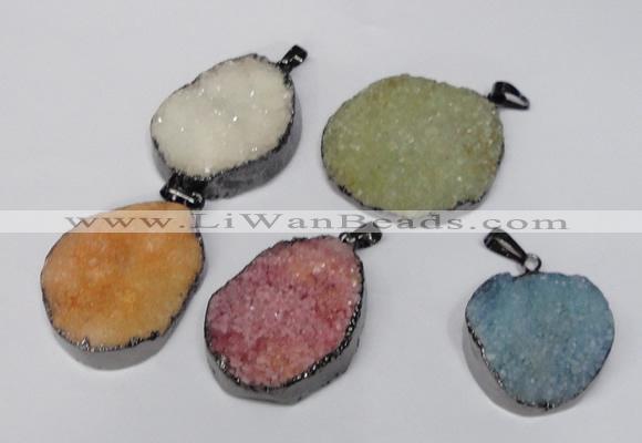 NGP1523 30*35mm - 30*40mm freeform plated druzy agate pendants