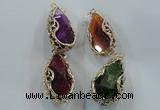 NGP1562 28*30*55mm teardrop agate with brass setting pendants