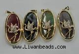 NGP1564 8*28*60mm oval agate with brass setting pendants