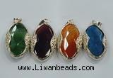 NGP1566 11*32*58mm marquise agate with brass setting pendants