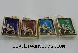 NGP1568 9*33*45mm rectangle agate with brass setting pendants