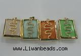 NGP1569 9*35*45mm rectangle agate with brass setting pendants